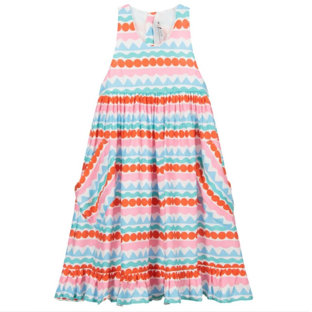 NWT Stella McCartney Kids Geometric Stripes Crepe Dress